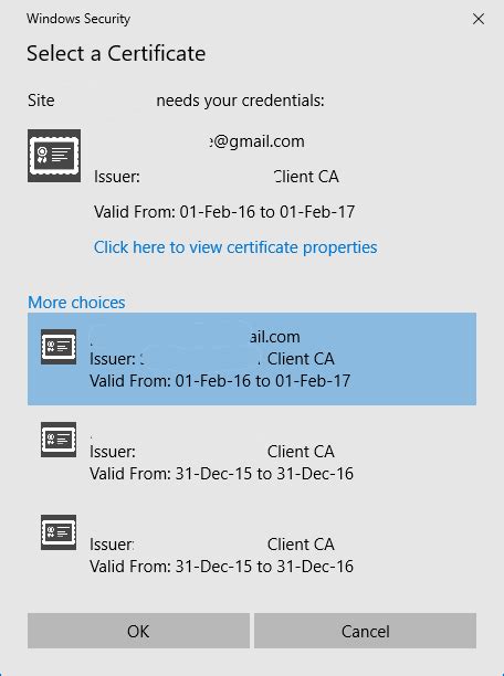 windows 10 security select a certificate popup smart card|select a certificate super user.